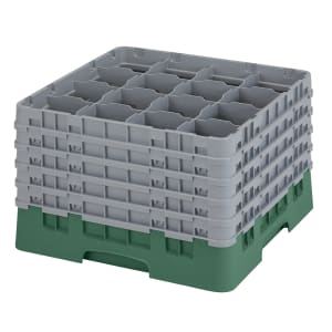 144-16S1058119 Camrack® Glass Rack w/ (16) Compartments - (5) Gray Extenders, Sherwood Green