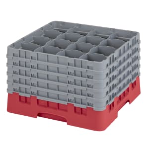 144-16S1058163 Camrack® Glass Rack w/ (16) Compartments - (5) Gray Extenders, Red