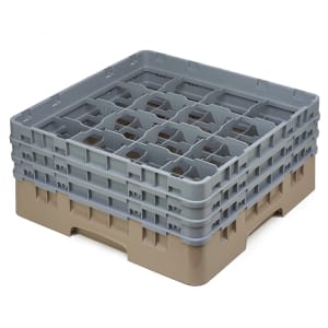 144-16S638184 Camrack® Glass Rack w/ (16) Compartments - (3) Gray Extenders, Beige