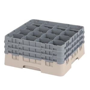144-16S738184 Camrack® Glass Rack w/ (16) Compartments - (3) Gray Extenders, Beige