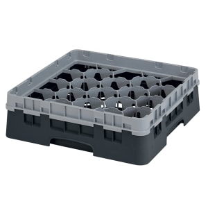 144-20S318110 Camrack® Glass Rack w/ (20) Compartment - (1) Gray Extender, Black