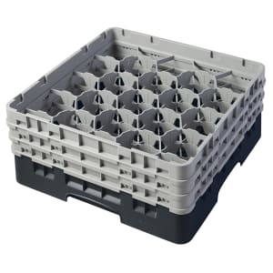 144-20S638110 Camrack® Glass Rack w/ (20) Compartments - (3) Gray Extenders, Black