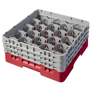 144-20S638163 Camrack® Glass Rack w/ (20) Compartments - (3) Gray Extenders, Red