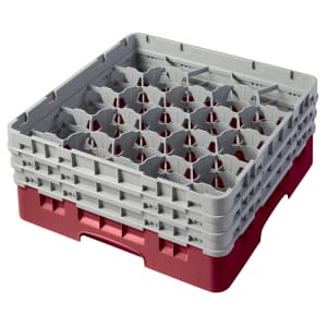 144-20S638416 Camrack® Glass Rack w/ (20) Compartments - (3) Gray Extenders, Cranberry