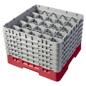 144-25S1114163 Camrack® Glass Rack w/ (25) Compartments - (6) Gray Extenders, Red