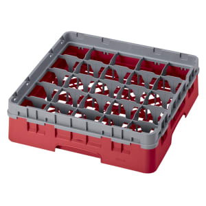 144-25S318163 Camrack® Glass Rack w/ (25) Compartments - (1) Gray Extender, Red
