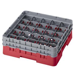 144-25S434163 Camrack® Glass Rack w/ (25) Compartments - (2) Gray Extenders, Red