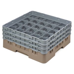 144-25S638184 Camrack® Glass Rack w/ (25) Compartments - (3) Gray Extenders, Beige