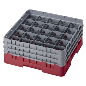 144-25S638416 Camrack® Glass Rack w/ (25) Compartments - (3) Gray Extenders, Cranberry