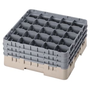 144-25S738184 Camrack® Glass Rack w/ (25) Compartments - (3) Gray Extenders, Beige