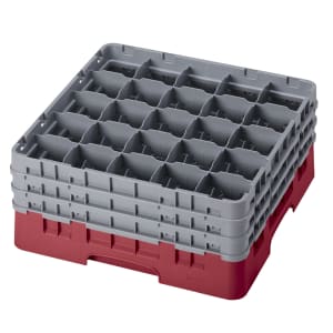 144-25S738416 Camrack® Glass Rack w/ (25) Compartments - (3) Gray Extenders, Cranberry