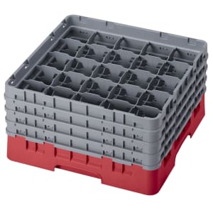 144-25S800163 Camrack® Glass Rack w/ (25) Compartments - (4) Extenders, Red