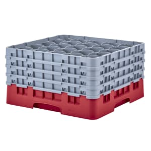 144-25S900163 Camrack® Glass Rack w/ (25) Compartments - (4) Extenders, Red