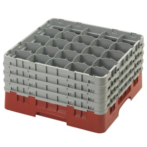 144-25S900416 Camrack® Glass Rack w/ (25) Compartments - (4) Extenders, Cranberry