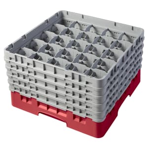 144-25S958163 Camrack® Glass Rack w/ (25) Compartments - (5) Gray Extenders, Red