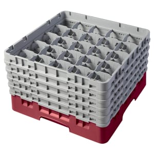 144-25S958416 Camrack® Glass Rack w/ (25) Compartments - (5) Gray Extenders, Cranberry