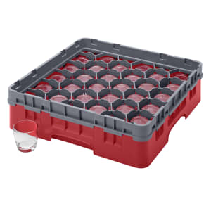 144-30S318163 Camrack® Glass Rack w/ (30) Compartments - (1) Gray Extender, Red
