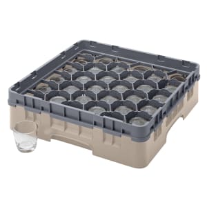 144-30S318184 Camrack® Glass Rack w/ (30) Compartments - (1) Gray Extender, Beige