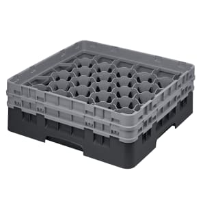 144-30S434110 Camrack® Glass Rack w/ (30) Compartments - (2) Gray Extenders, Black
