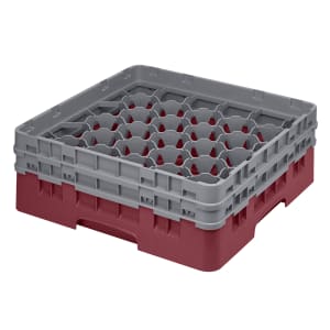 144-30S434416 Camrack® Glass Rack w/ (30) Compartments - (2) Gray Extenders, Cranberry