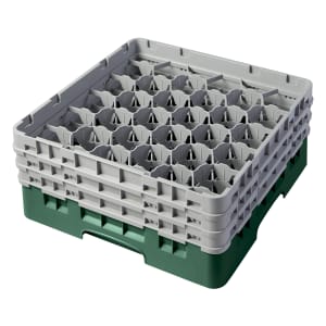 144-30S638119 Camrack® Glass Rack w/ (30) Compartments - (3) Gray Extenders, Sherwood Green
