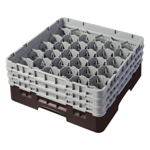 144-30S638167 Camrack® Glass Rack w/ (30) Compartments - (3) Gray Extenders, Brown