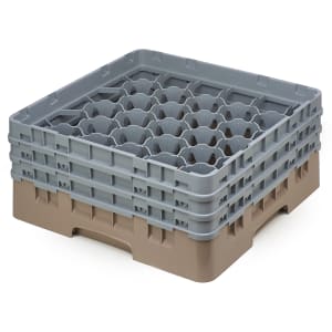 144-30S638184 Camrack® Glass Rack w/ (30) Compartments - (3) Gray Extenders, Beige