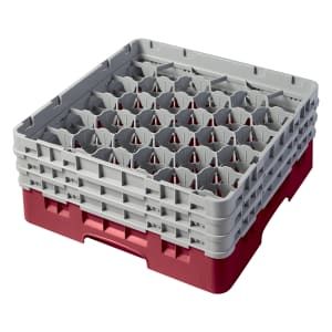 144-30S638416 Camrack® Glass Rack w/ (30) Compartments - (3) Gray Extenders, Cranberry