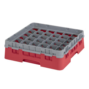 144-36S318163 Camrack® Glass Rack w/ (36) Compartments - (1) Gray Extender, Red