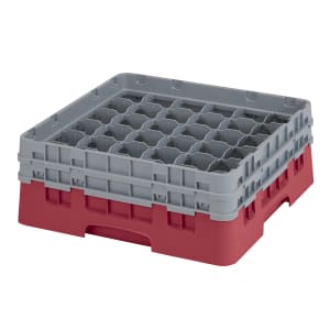 144-36S434416 Camrack® Glass Rack w/ (36) Compartments - (2) Gray Extenders, Cranberry