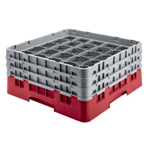 144-36S534163 Camrack® Glass Rack w/ (36) Compartments - (2) Gray Extenders, Red