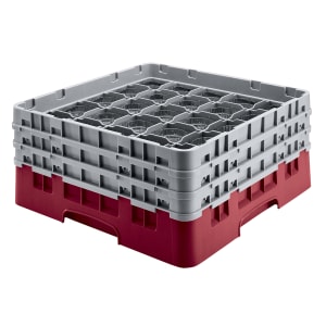 144-36S534416 Camrack® Glass Rack w/ (36) Compartments - (2) Gray Extenders, Cranberry