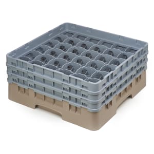144-36S638184 Camrack® Glass Rack w/ (36) Compartments - (3) Gray Extenders, Beige