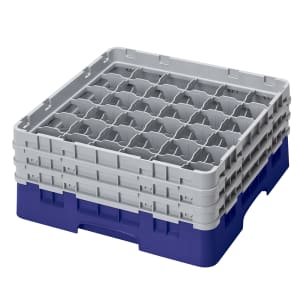 144-36S638186 Camrack® Glass Rack w/ (36) Compartments - (3) Gray Extenders, Navy Blue