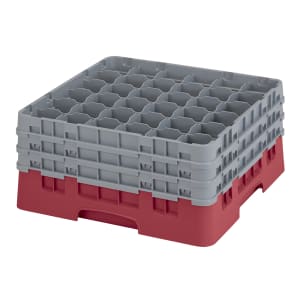 144-36S738416 Camrack® Glass Rack w/ (36) Compartments - (3) Gray Extenders, Cranberry