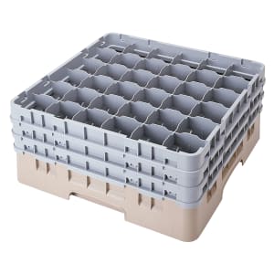 144-36S738184 Camrack® Glass Rack w/ (36) Compartments - (3) Gray Extenders, Beige