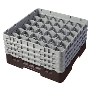 144-36S800167 Camrack® Glass Rack w/ (36) Compartments - (4) Gray Extenders, Brown