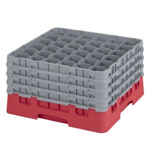 144-36S900163 Camrack® Glass Rack w/ (36) Compartments - (4) Gray Extenders, Red
