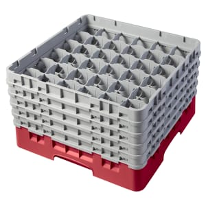 144-36S958163 Camrack® Glass Rack w/ (36) Compartments - (5) Gray Extenders, Red