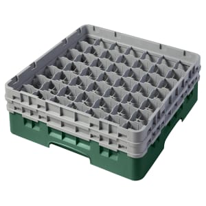 144-49S434119 Camrack® Glass Rack w/ (49) Compartments - (2) Gray Extenders, Sherwood Green