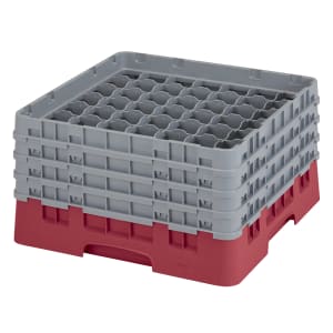 144-49S800416 Camrack® Glass Rack w/ (49) Compartments - (4) Gray Extenders, Cranberry