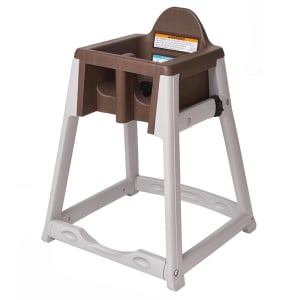 107-KB87709 27" Plastic High Chair/Infant Seat Cradle w/ Waist Strap, Gray/Brown