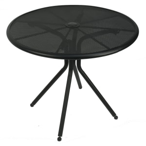 336-AB36 36" Round Outdoor Table w/ Umbrella Hole - Aluminum, Black