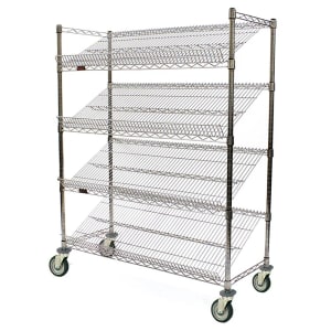 241-M1860Z4 Visual Merchandising Cart - (4) 18x60" Shelves, Zinc Finish