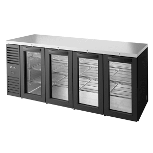 598-TBR92RISZ1LBGGGG 92" Bar Refrigerator - 4 Swinging Glass Doors, Black, 115v