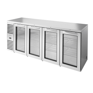 598-TBR92RISZ1LSGGGG 92" Bar Refrigerator - 4 Swinging Glass Doors, Stainless, 115v