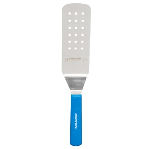 135-19703H SANI-SAFE® 8"x 3" Perforated Turner w/ Polypropylene Blue Handle, Stainless...
