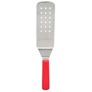 135-19703R SANI-SAFE® 8"x 3" Perforated Turner w/ Polypropylene Red Handle, Stainless S...