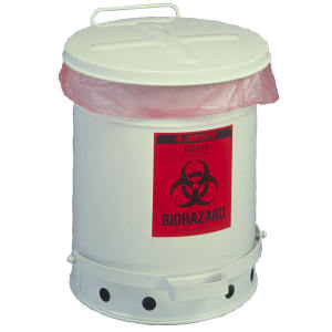 332-05910 6 gal Biohazard Waste Can - Steel, White