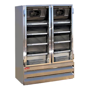 367-GF42BMSFFLED 52 1/4" Two Section Display Freezer w/ Swing Doors - Bottom Mount Compressor, Stainless, 115v